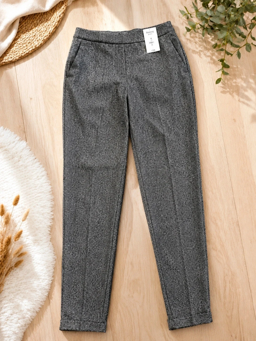 Pantalon cigarette Nutmeg gris chiné femme T. M/38 – Neuf avec étiquette